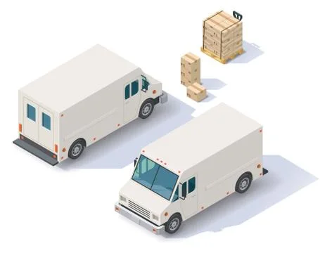 Vector isometric delivery van Stock Illustration