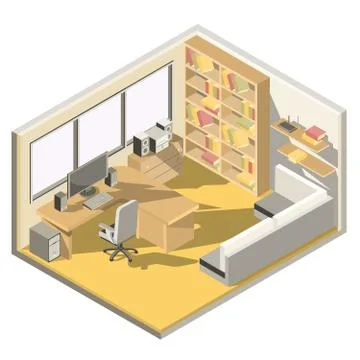 Vector isometric design of a home office 스톡 일러스트