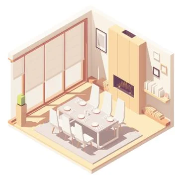 Vector isometric dining room interior Stock Illustration