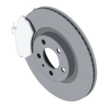 Vector isometric disk brake with break pads art isolated on white Stock Illustration