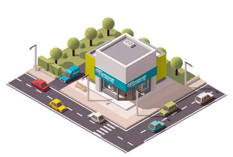 Vector isometric drugstore Stock Illustration
