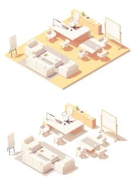 Vector isometric executive office interior Stock Illustration