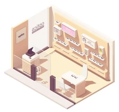 Vector isometric eyewear store Stock Illustration