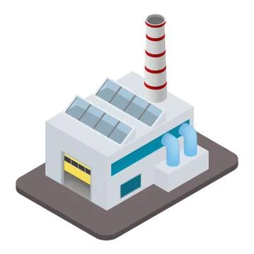 Vector isometric factory building icon Illustrazione stock