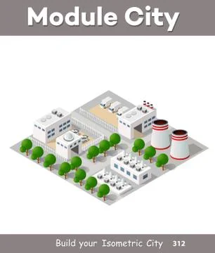 Vector isometric factory building Illustrazione stock