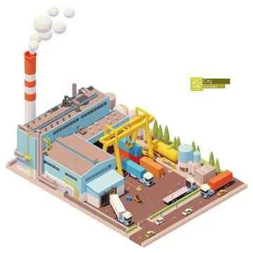 Vector isometric factory building Stock Illustration
