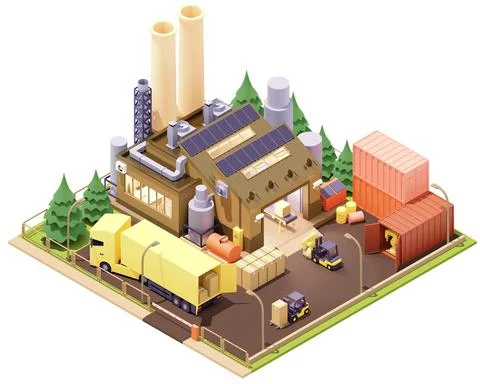 Vector isometric factory building Stock Illustration