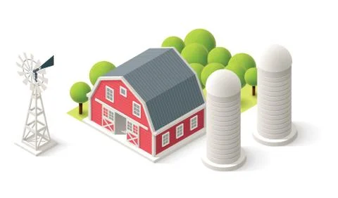 Vector isometric farm set Stock Illustration