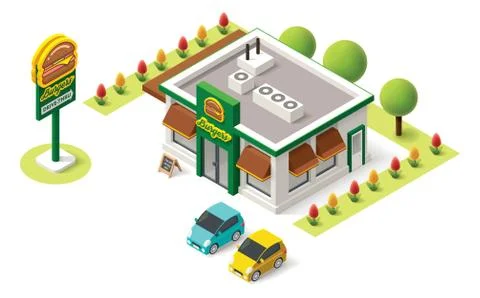 Vector isometric fast food Stock Illustration