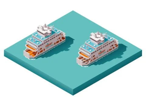Vector isometric ferry Stock Illustration