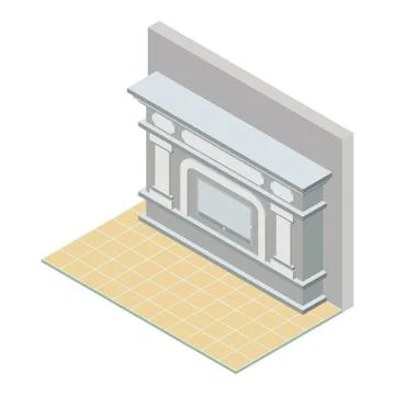 Vector isometric fireplace icon Stock Illustration