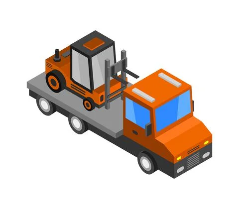 Vector isometric forklift on white background Stock Illustration