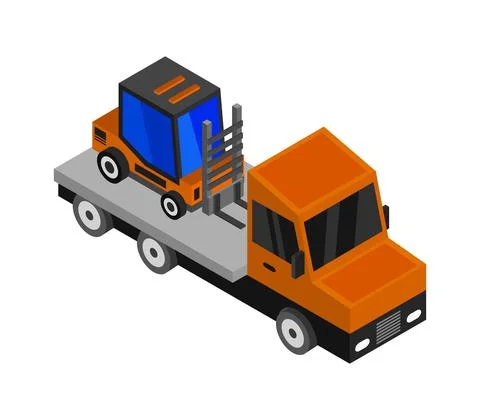 Vector isometric forklift on white background Stock Illustration