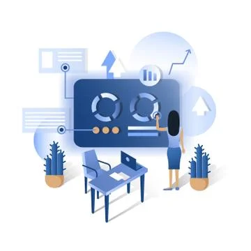 Vector isometric future technology smart home blue screen IP dashboard Stock Illustration