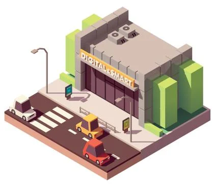 Vector isometric gadgets and computer store Illustrazione stock