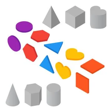 Vector isometric geometric shapes. Icons. Stock Illustration