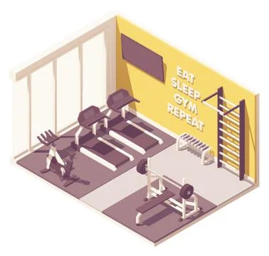 Vector isometric gym interior Stock Illustration