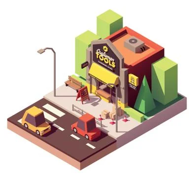 Vector isometric hardware shop Stock Illustration