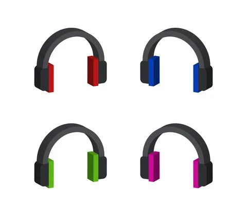 Vector isometric headphone on white background イラスト素材