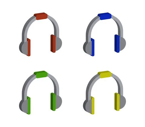 Vector isometric headphone on white background Stock Illustration