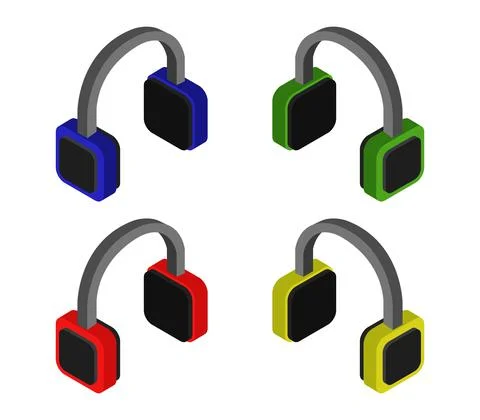 Vector isometric headphone on white background Stock Illustration