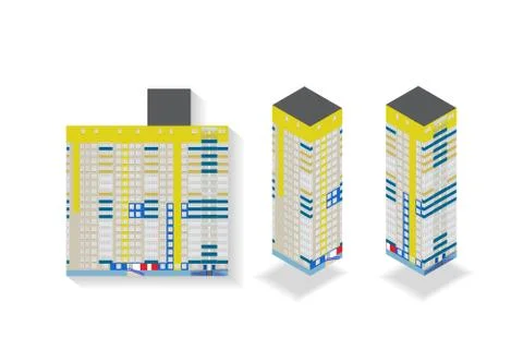Vector isometric high rise building in urban city. Ilustración de archivo