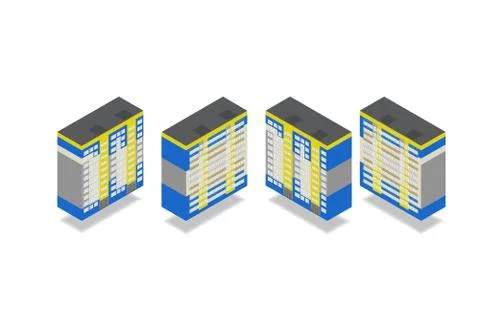 Vector isometric high rise building in urban city. Ilustración de archivo