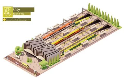 Vector isometric high-speed train station Stock Illustration