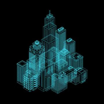 Vector Isometric Holography City. Stock Illustration