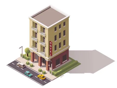 Vector isometric hotel building Stock Illustration