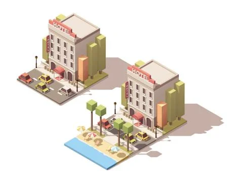 Vector isometric hotel building Stock Illustration