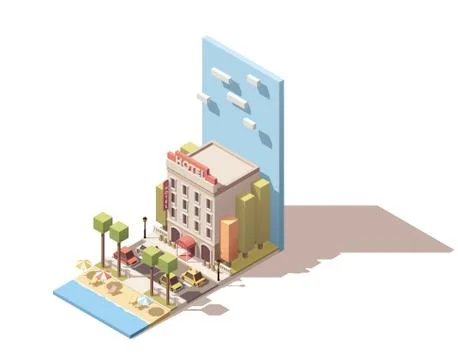 Vector isometric hotel building Stock Illustration