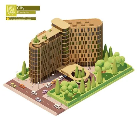 Vector isometric hotel building Stock Illustration