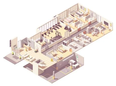 Vector isometric hotel interior Stock Illustration