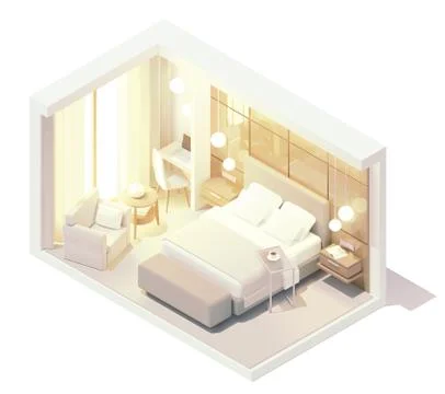 Vector isometric hotel room Stock Illustration