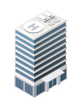 Vector isometric hotel single building of the modern city Ilustración de archivo