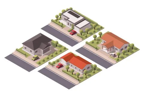 Vector isometric houses set Stock Illustration