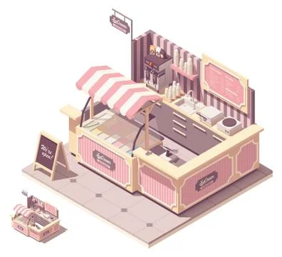 Vector isometric ice cream kiosk Stock Illustration