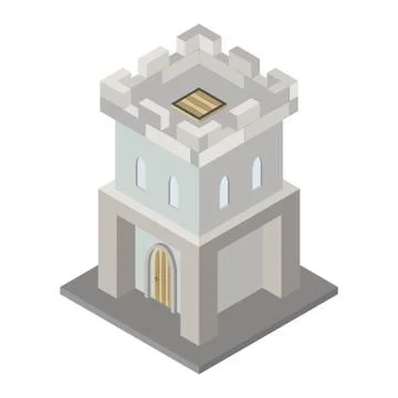Vector isometric icon of the fortress tower. Stock Illustration