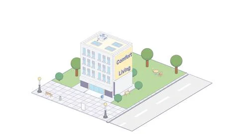 Vector isometric icon or infographic elements representing town apartment Stock Illustration