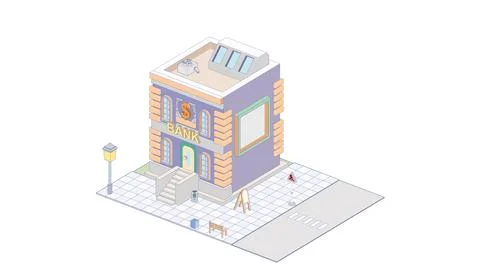 Vector isometric icon or infographic element representing bank building with 스톡 일러스트