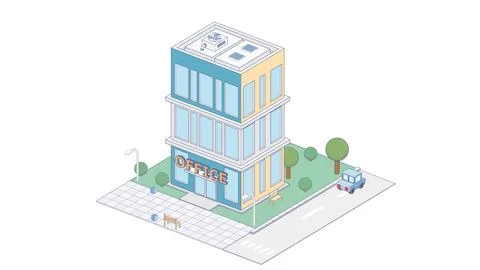 Vector isometric icon or infographic element representing city office building Stock Illustration