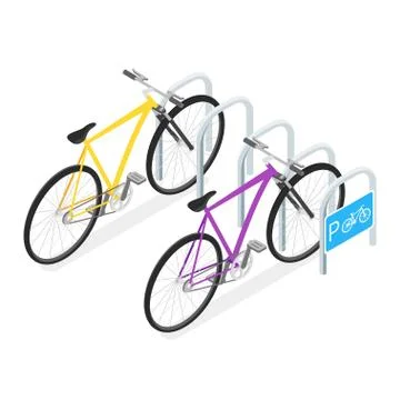 Vector Isometric illustration of Bicycle Parking concept Stock Illustration