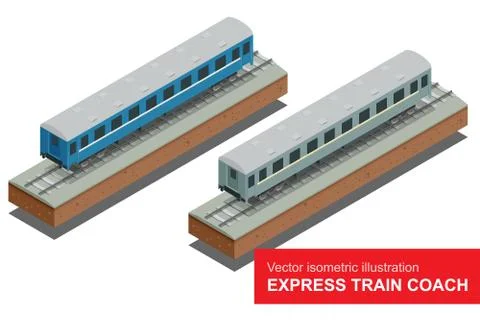 Vector isometric illustration of a Fast Train. Fast Train. Stock Illustration