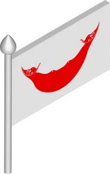 Vector Isometric Illustration of Flagpole with Easter Island - Rapa Nui Flag Stock Illustration