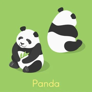 Vector isometric illustration of panda Stock Illustration