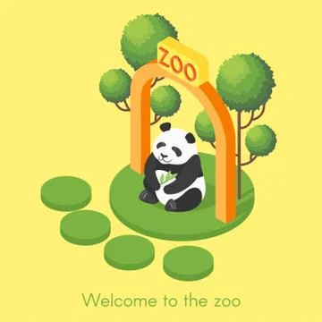 Vector isometric illustration of panda. Stock Illustration