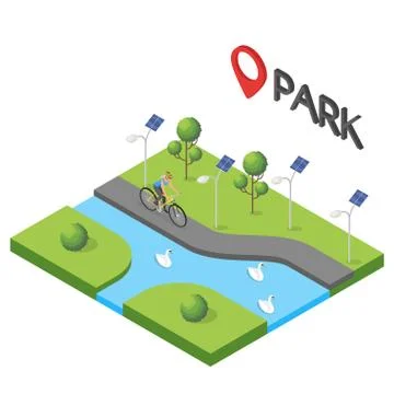 Vector isometric illustration of park. Illustrazione stock