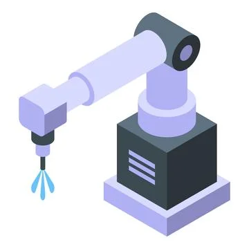 Vector isometric illustration of a robotic arm performing a task with precision 스톡 일러스트