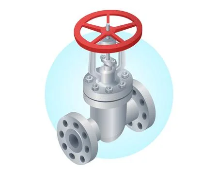 Vector isometric illustration of shutoff valve. Stop valve vector icon. Pip.. Stock Illustration